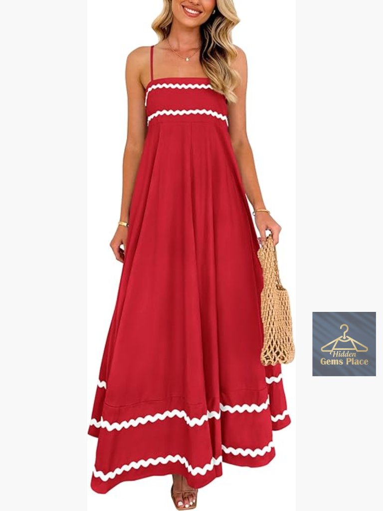 Sleeveless Maxi Dress With Spaghetti Straps, Pockets, A-Line Fit